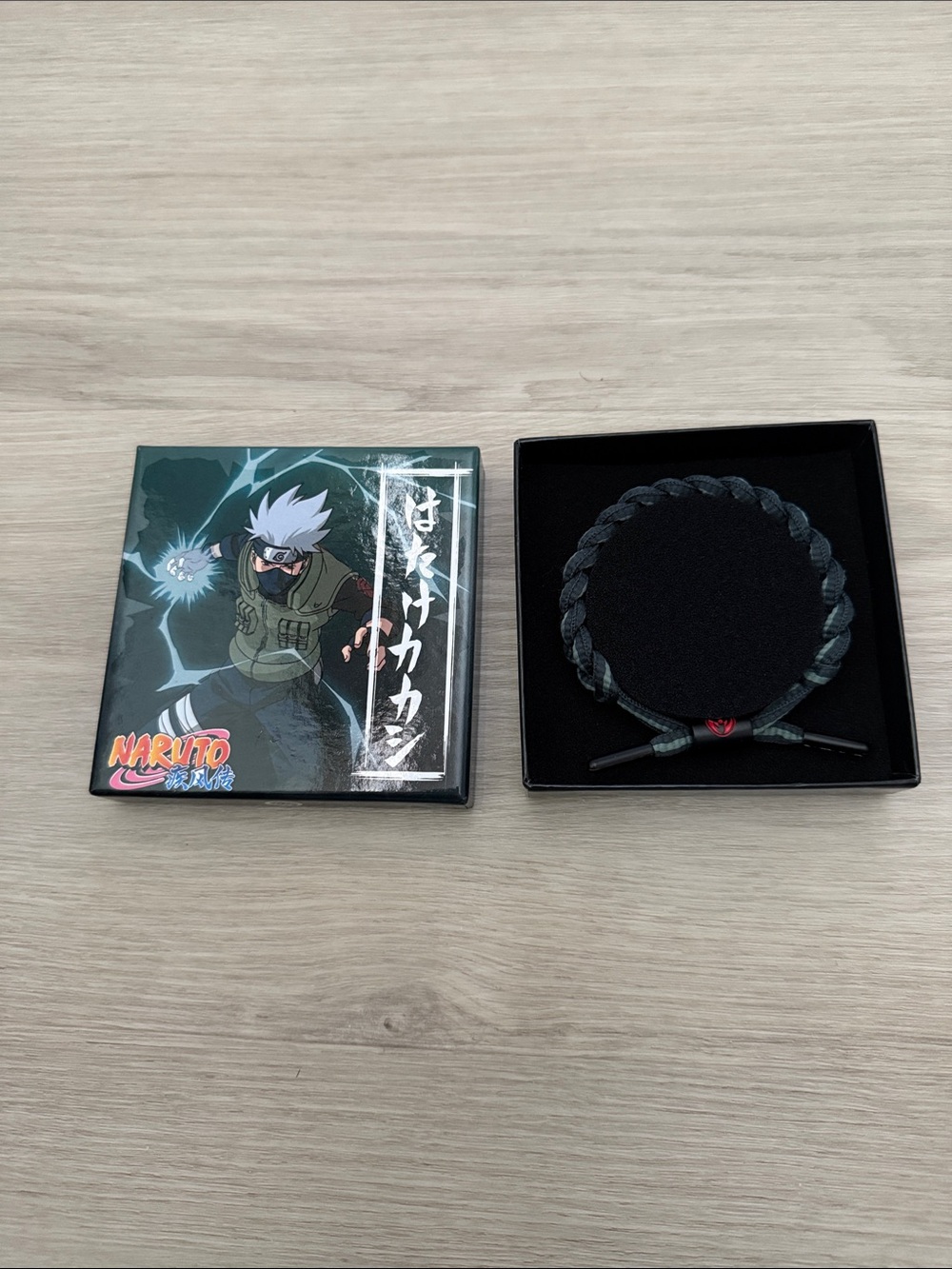Black Braided Kids Bracelet with Anime Gift Box